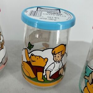 Vintage Welchs Winnie the Pooh Christopher Robin Jelly Jar Glass with Lid 10oz